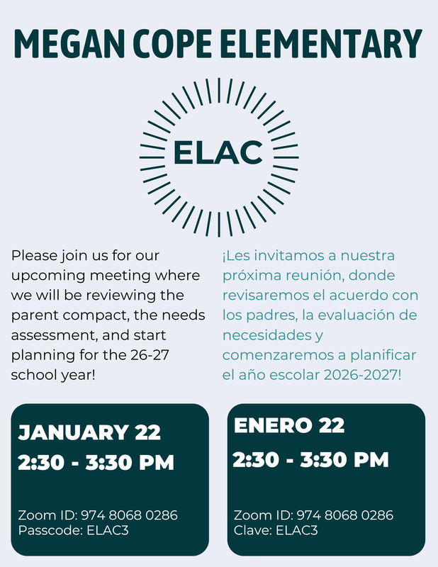 ELAC Flyer in English and Spanish