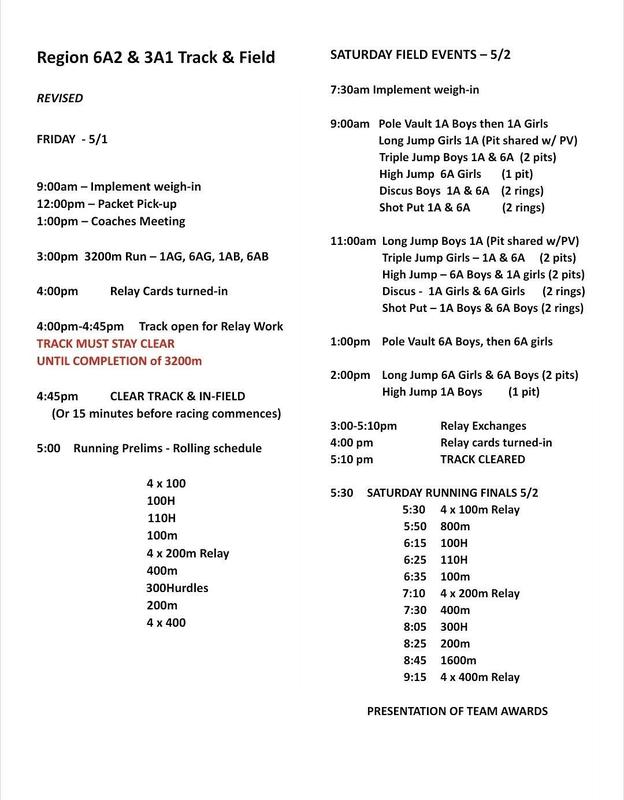 REGIONAL TRACK SCHEDULE updated Featured Photo