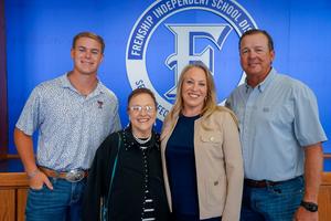 Cathy Barnhill family picture, husband, son, and mother