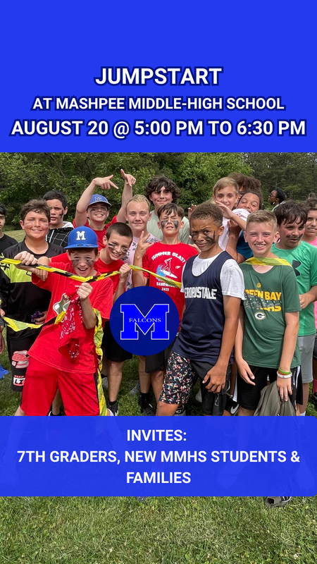 A group of boys posing on a field with Jump statr date of Aug. 20 for MMHS 7th graders