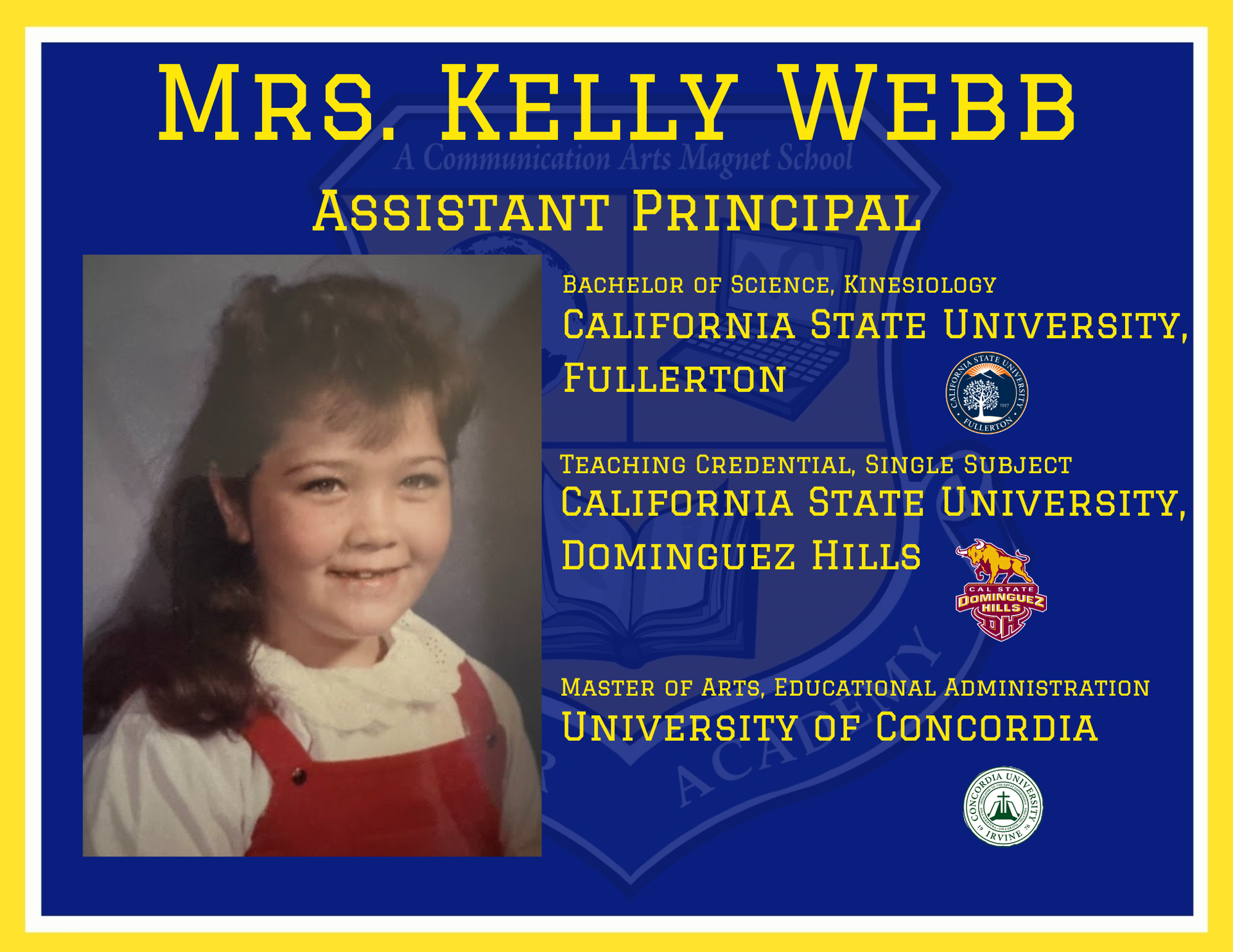 Assistant Principal Mrs. Kelly Webb Scholar Wall