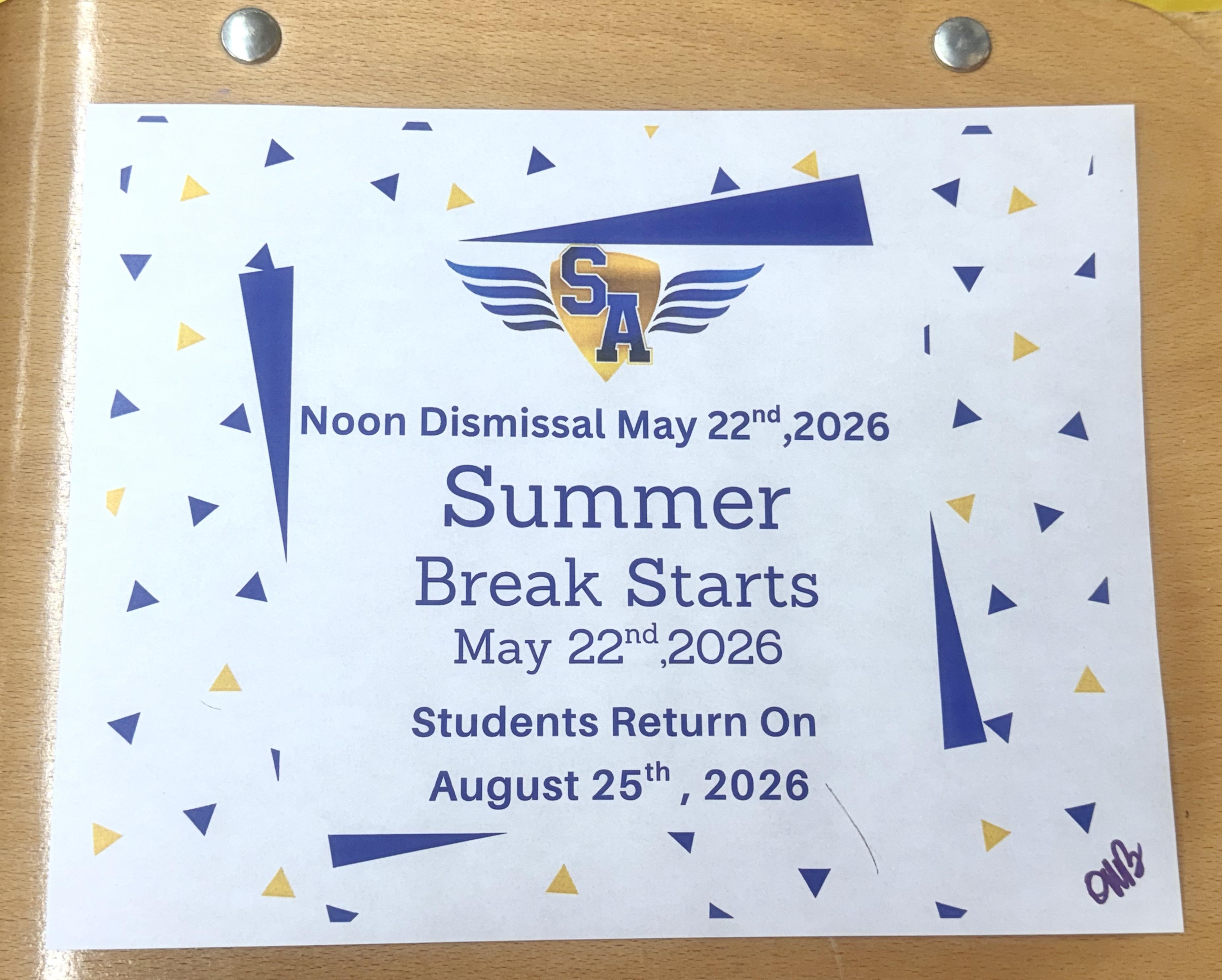 Noon Dismissal May 22, 2026 Featured Photo