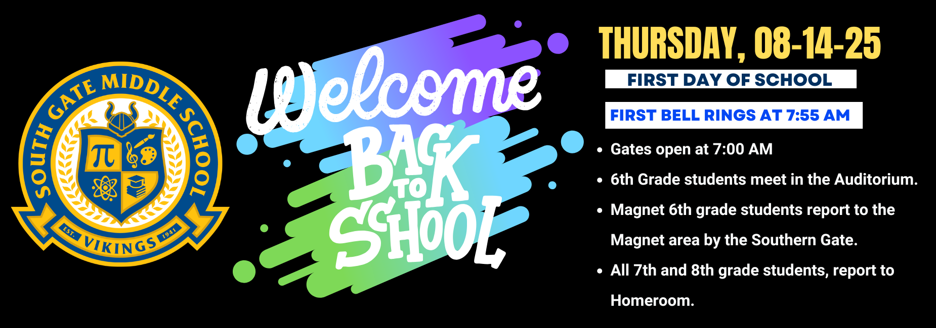 Fist day of school, Thursday August 14