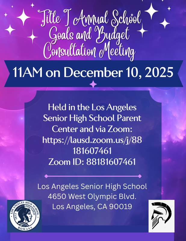 12.10.2025 11:00 AM - Title 1 Annual School Goals and Budget Consultation Meeting / Reunion annual de consultation sober objectivos y presupuesto escolar del Titulo 1 Featured Photo