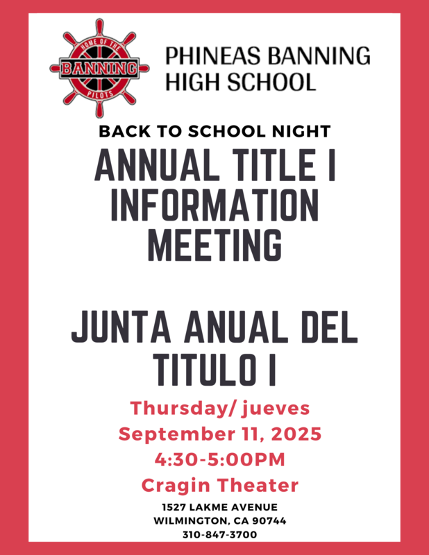 Annual Title I Information Meeting - September 11, 2025 4:30-5:00pm