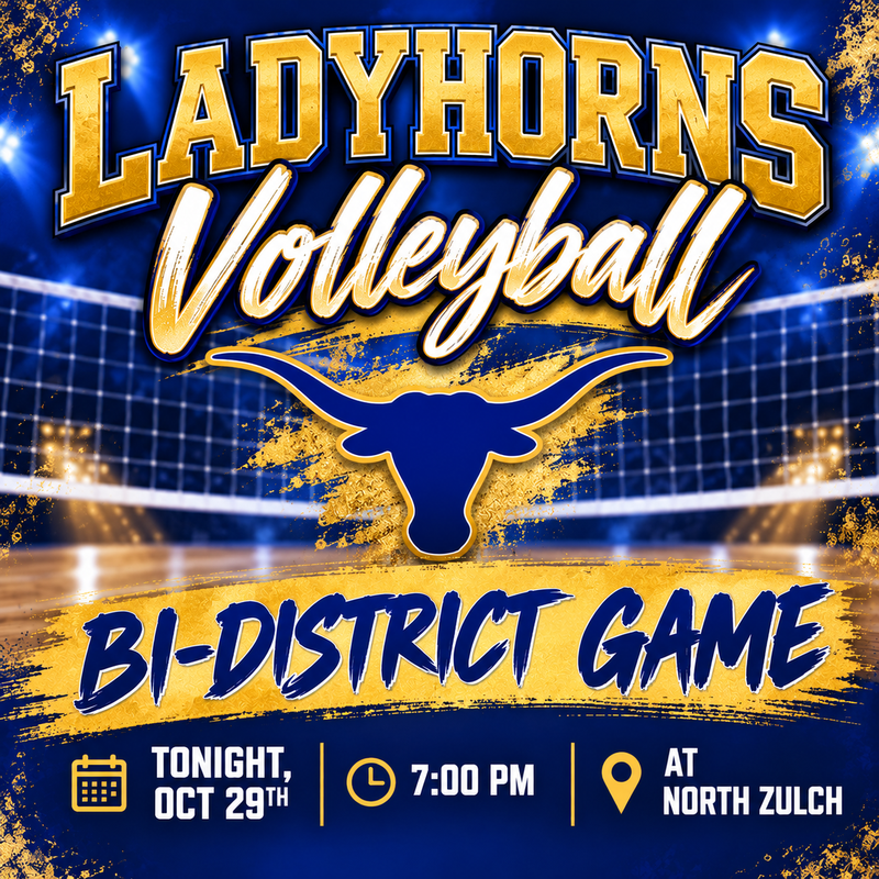 Join us tonight as our Ladyhorns take on the competition in the Bi-District Playoff Game! 🏐📣 Thumbnail Image