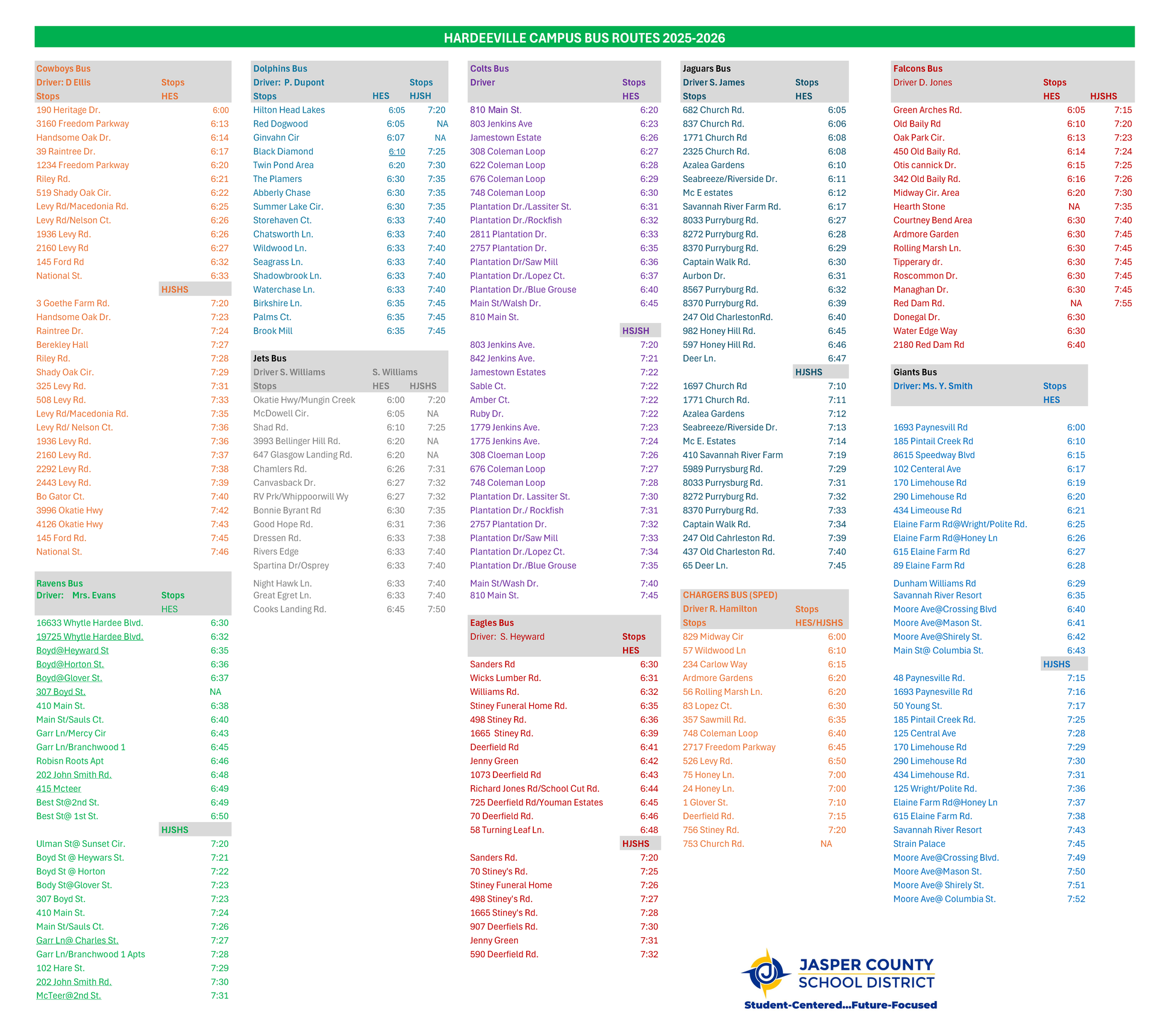 Hardeeville Campus Bus Routes