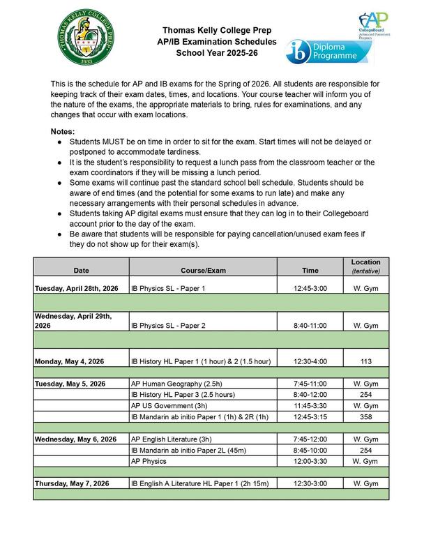 AP/IB Examination Schedules School Year 2025-26 Featured Photo