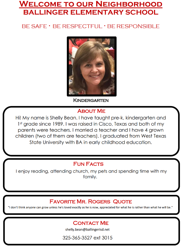 Home Kindergarten Ballinger Elementary