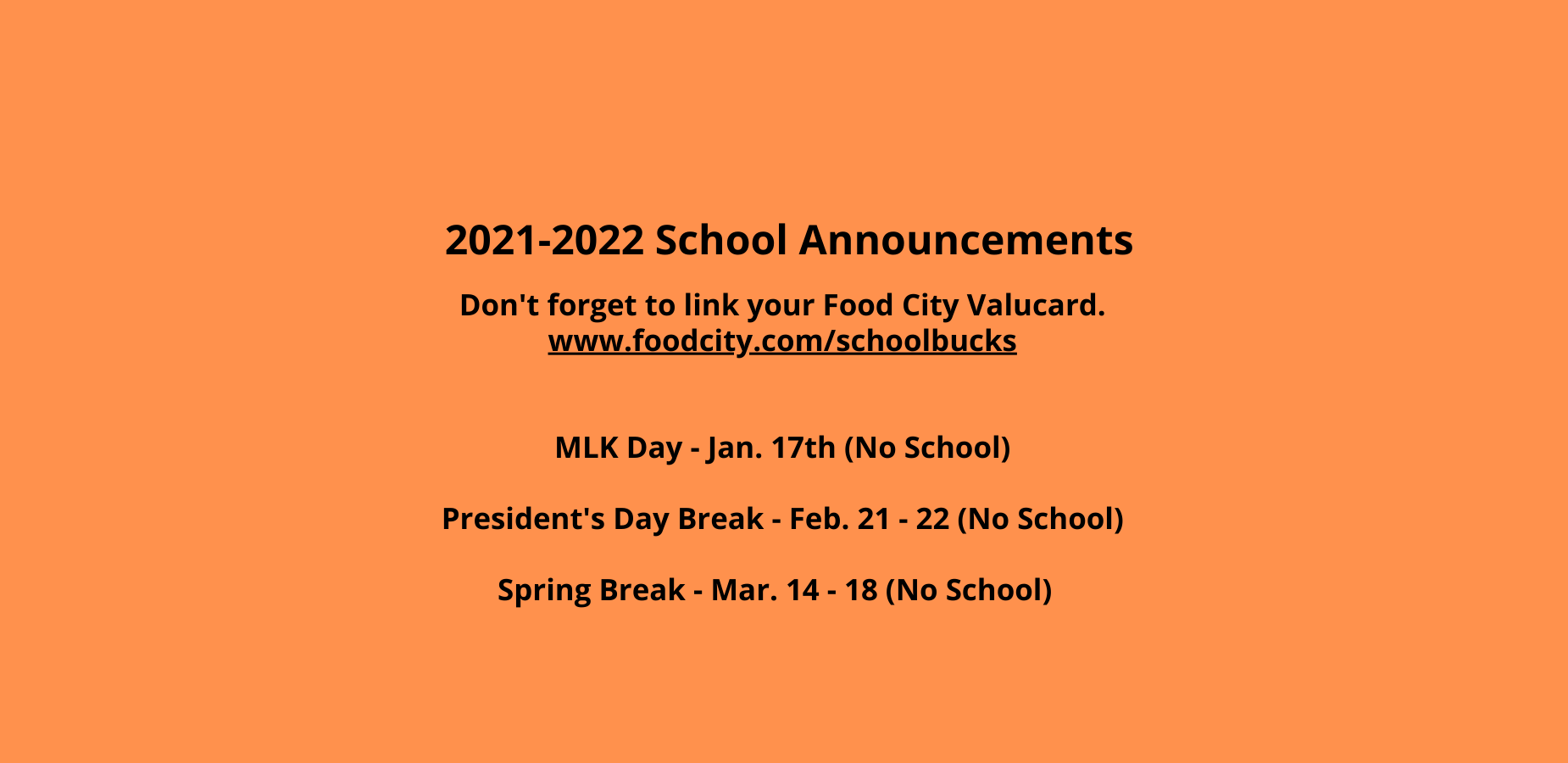 2021 - 2022 Announcements