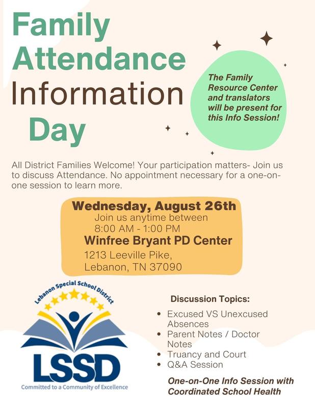 Event flyer for Family Attendance Information Day with details about the session.