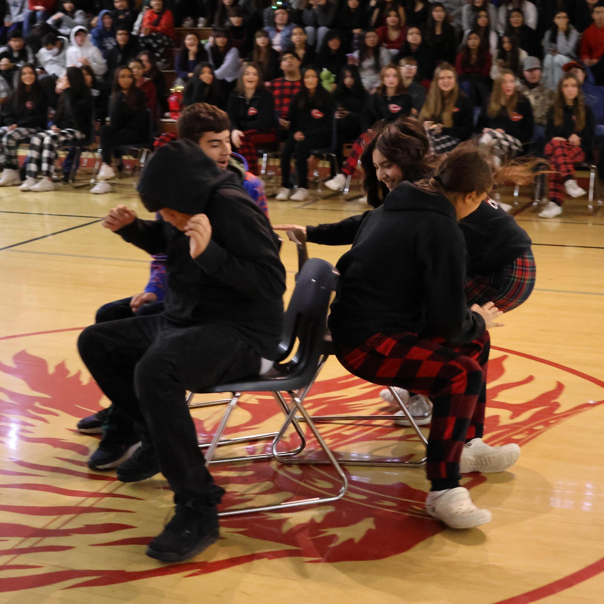 students playing jingle ball shootout