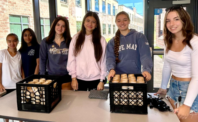 Honor Society students with ice cream
