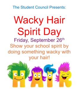 spirit day flyer for wacky hair day