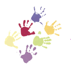 multi-colored handprints