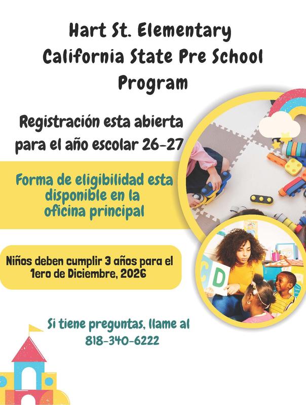 Hart St. Elementary California State Pre School Program