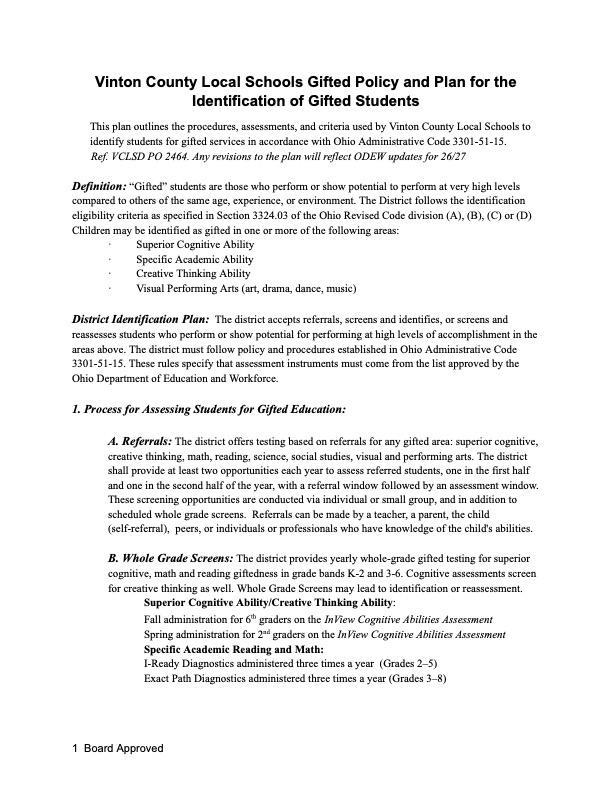 Gifted Policy