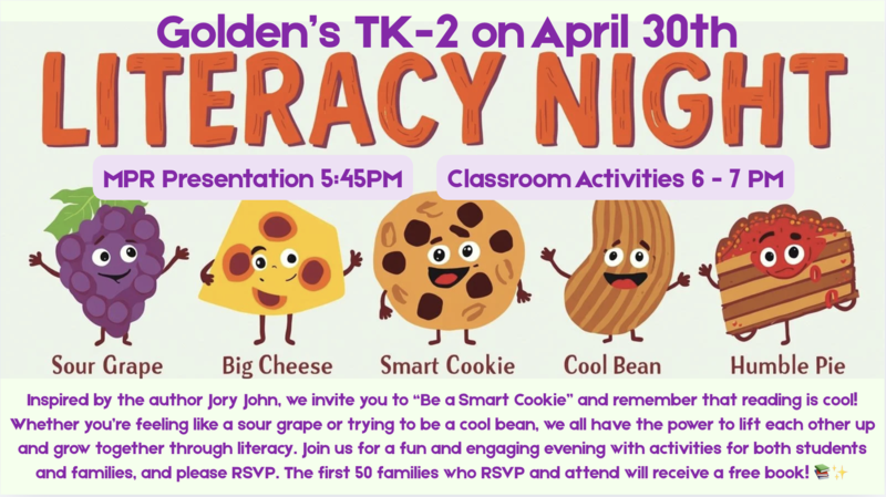 Golden's TK-2 Literacy Night - April 30, 2026
