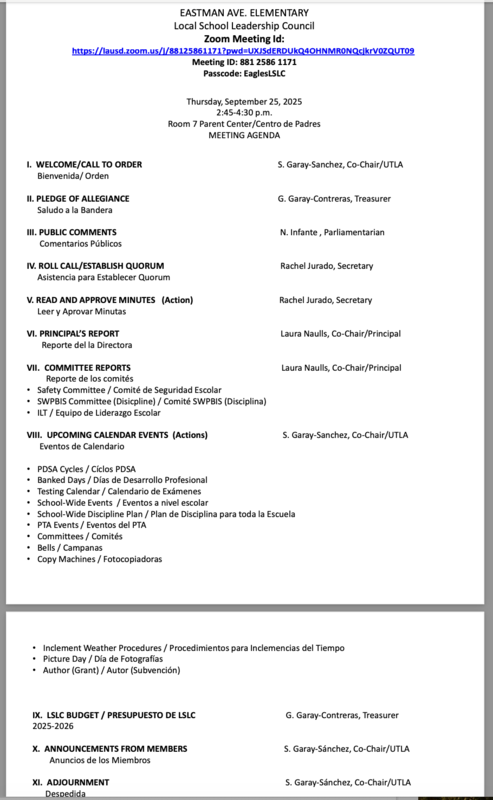 Local School Leadership Council Meeting