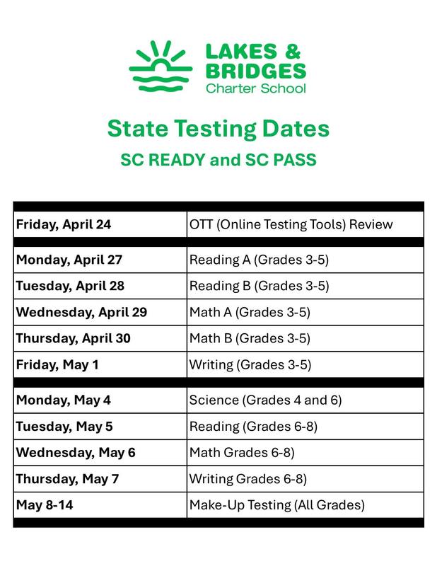 Spring 2026 State Testing Schedule