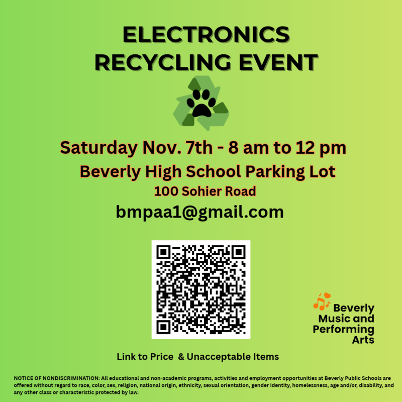 Nov. 7th 8AM to 12PM - 100 Sohier Rd