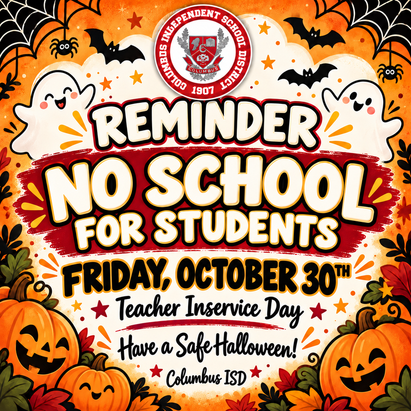 No School Reminder for Friday, October 30th