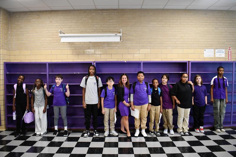 North Students lined up in uniform