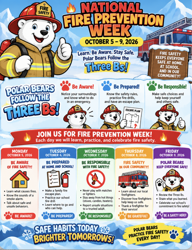 It's National Fire Prevention Week! 🔥🚒🐻❄️ October 5-9, 2026 ¡Semana Nacional de Prevención de Incendios 🔥🚒🐻❄️ del 5-9 de octubre 2026 Featured Photo