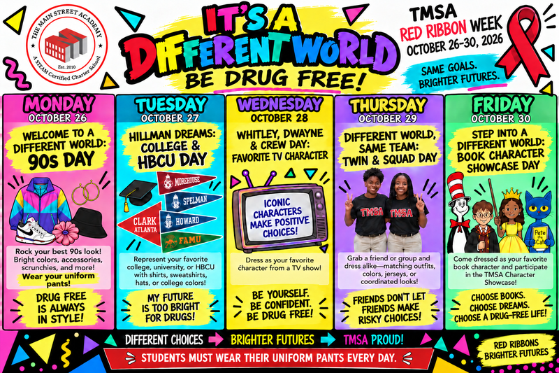 TMSA Celebrates Red Ribbon Week: 'It’s a Different World—Be Drug Free'! Featured Photo