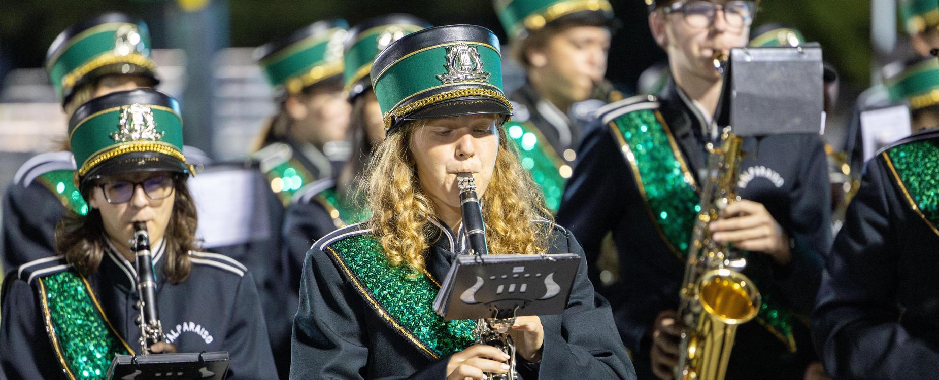 Students playing in a band.