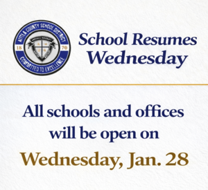 Good news! School Resumes Tomorrow, Wednesday, Jan. 28