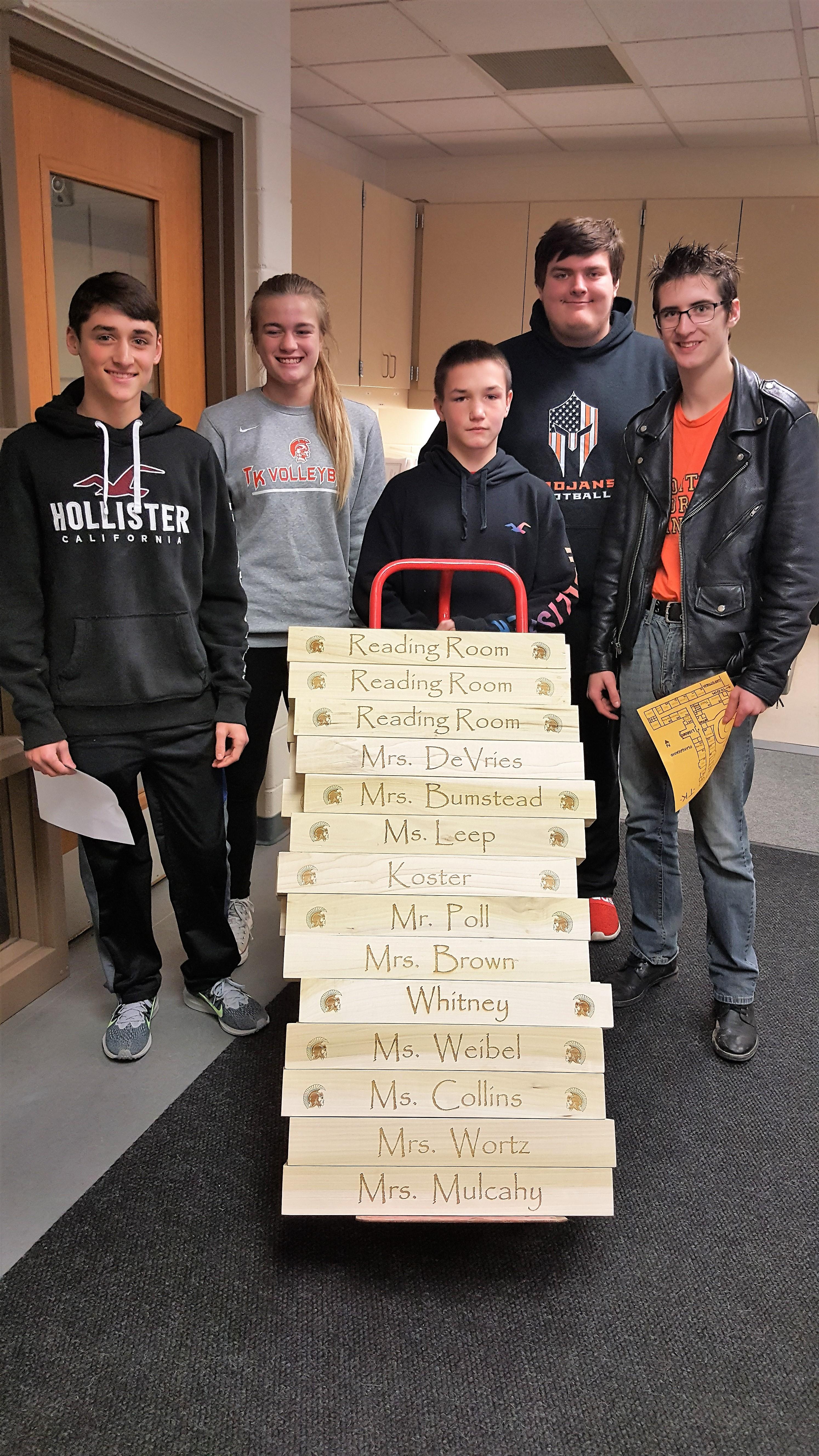 HS Students Turn Wood into Classroom Treasures McFall Elementary