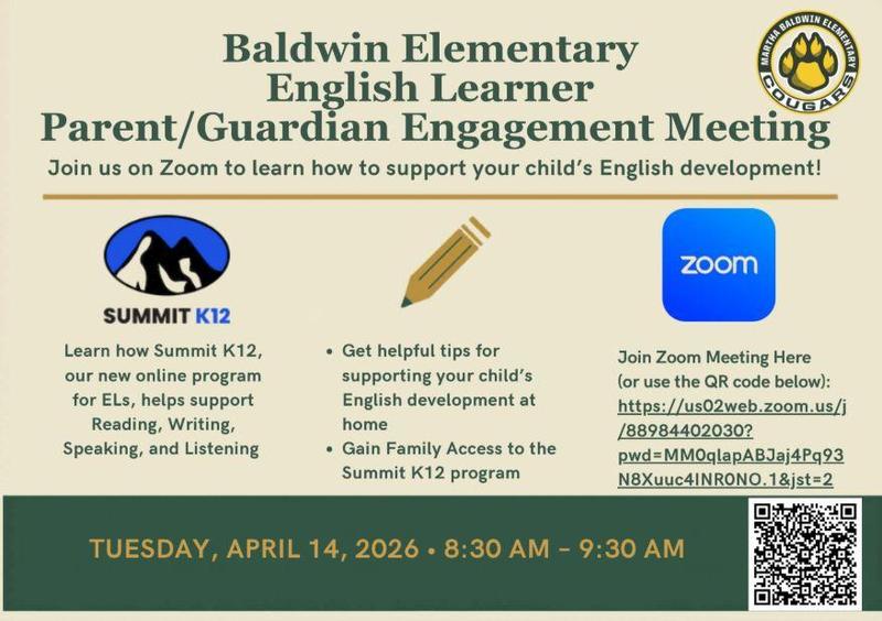 English Learner Parent Meeting, 4/14/2026, on Zoom Featured Photo