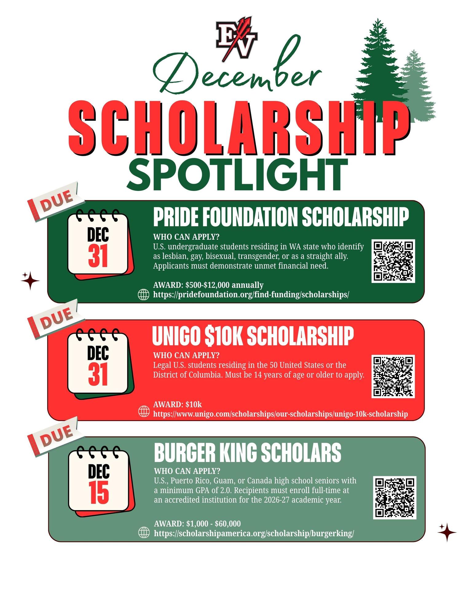 December Scholarships