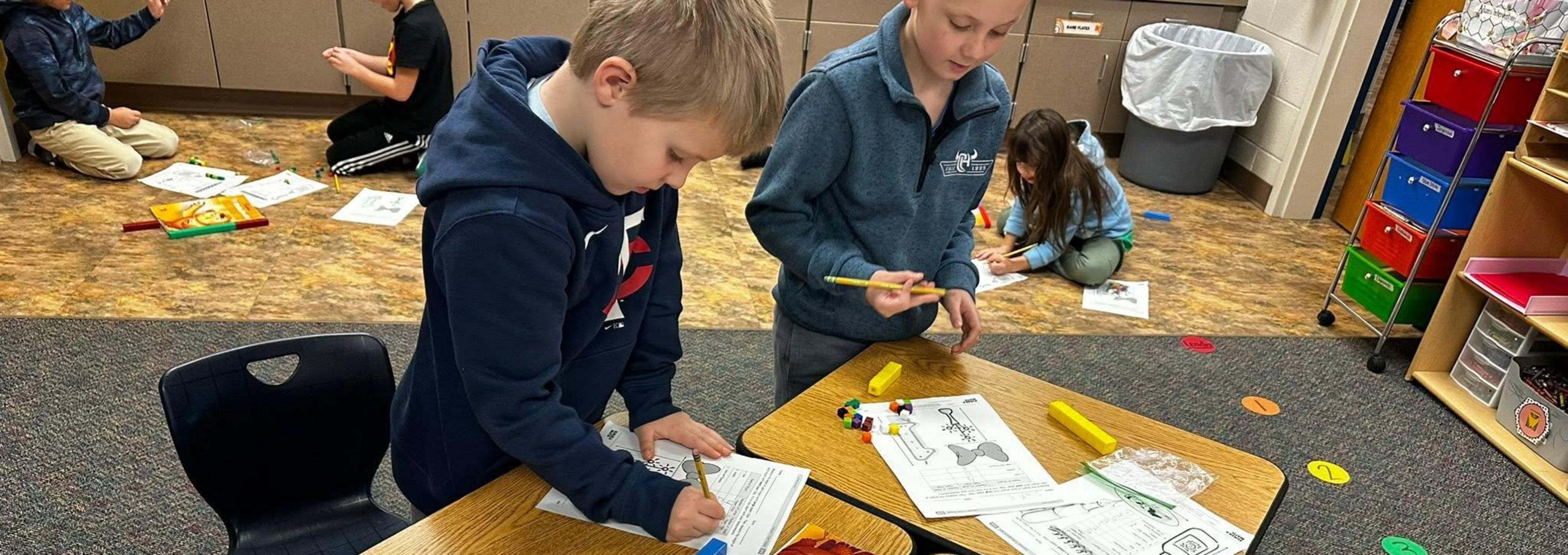 Elementary Students Working in Classroom