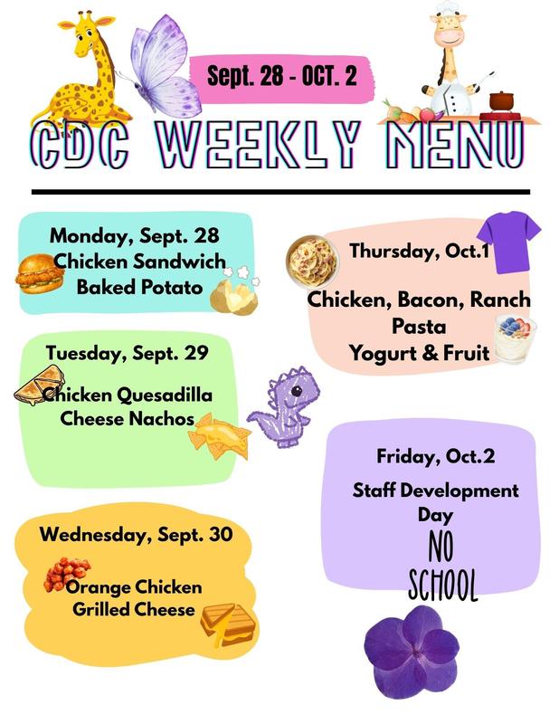 CDC Lunch menu