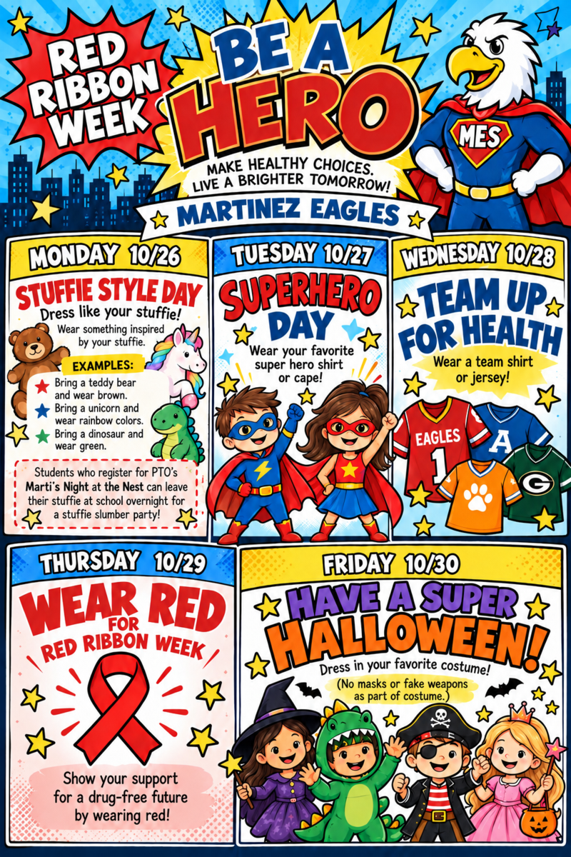Colorful promotional poster for Red Ribbon Week activities and themes.