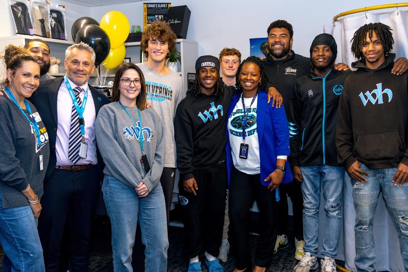 Woodland Hills staff, students, and Heyward House members pose