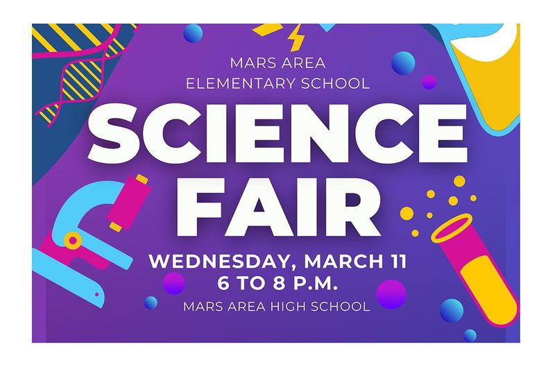 A blue and purple background with the words Science Fair in  white