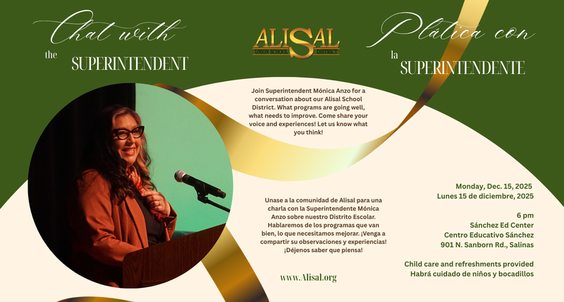 Graphic advertising meeting of Superintendent Monica Anzo