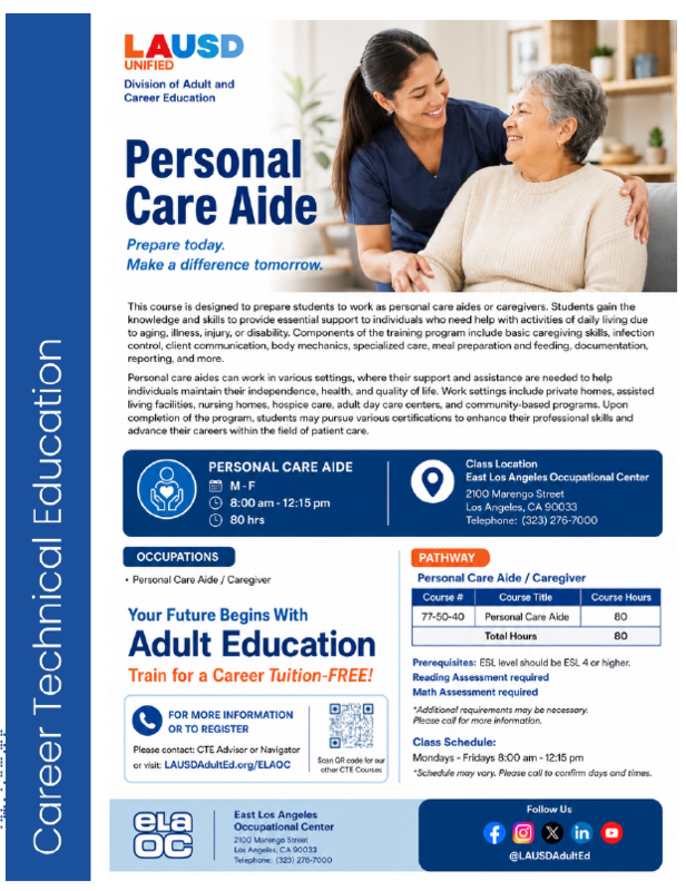 Personal Care Aide Flyer
