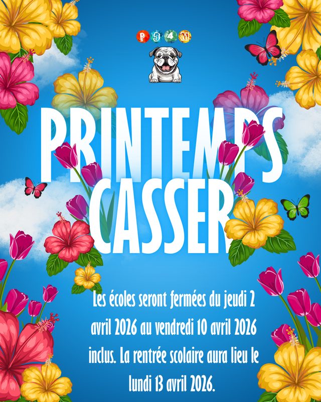 French- Blue background with colorful flowers