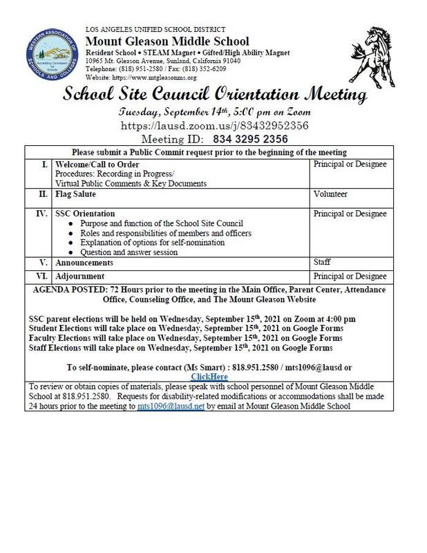 School Site Council Orientation