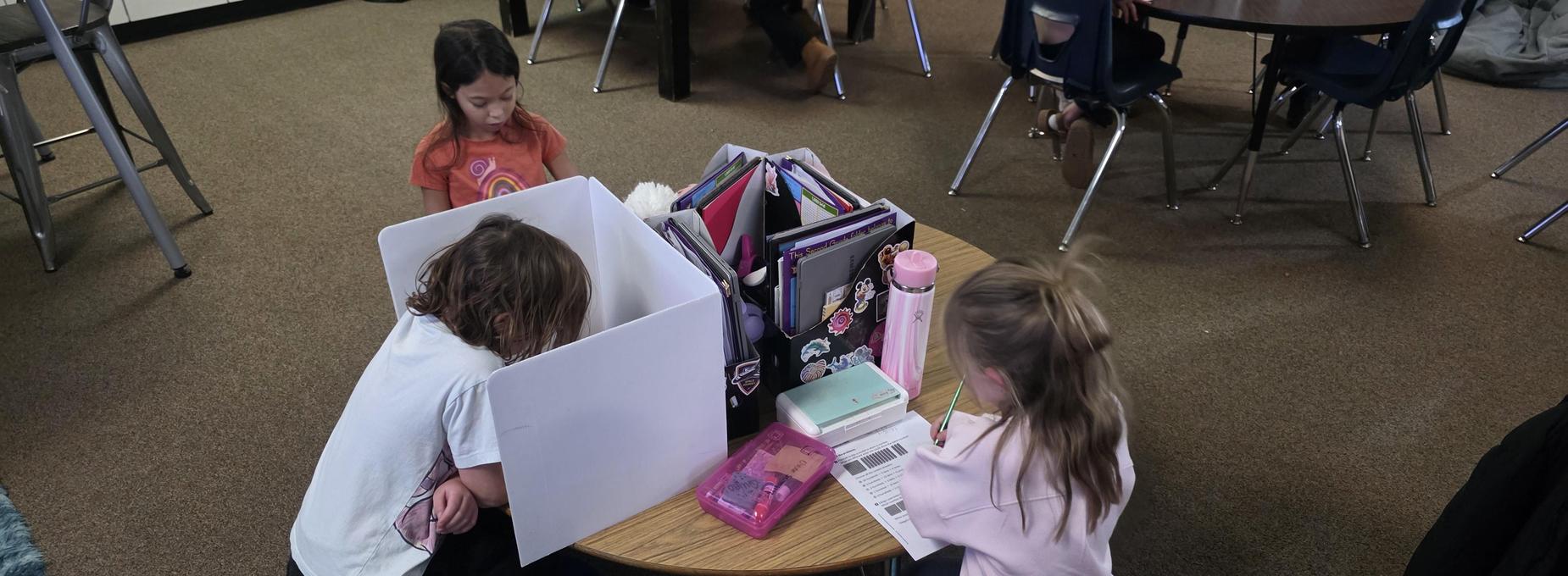 Children working at a table