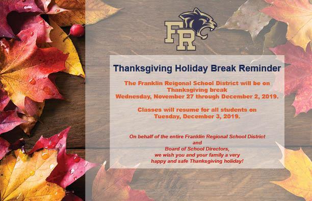 Thanksgiving Break Reminder Card