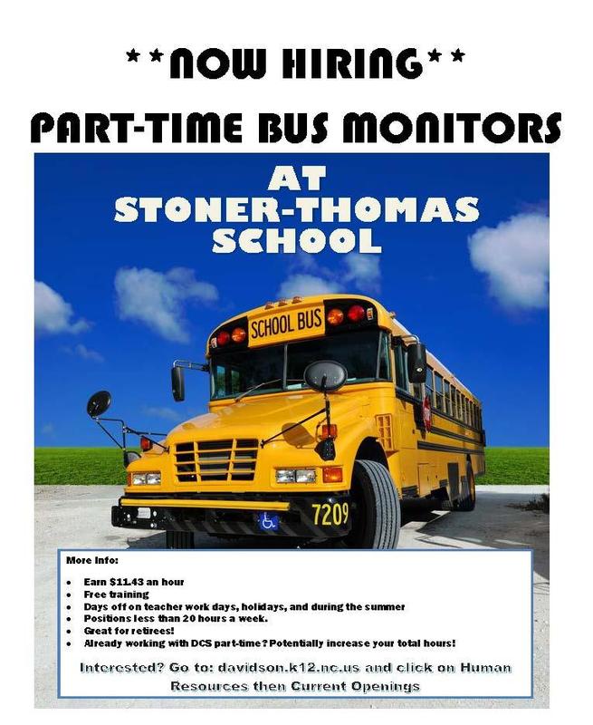 Part time bus monitors needed- now hiring