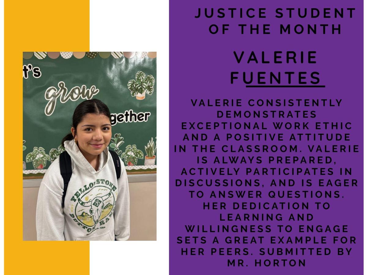 promo graphic - JIS student of the month Sept 2025 - Valerie Fuentes