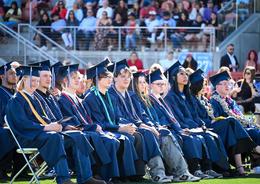 Students sitting at graduation
