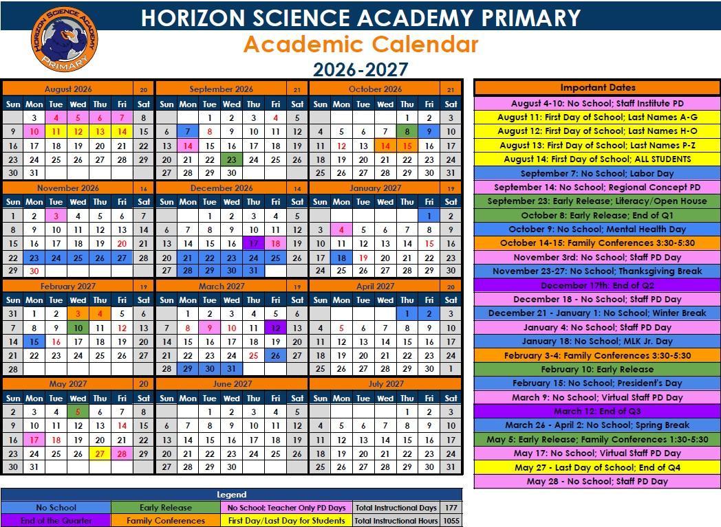 HSA Columbus Primary Calendar