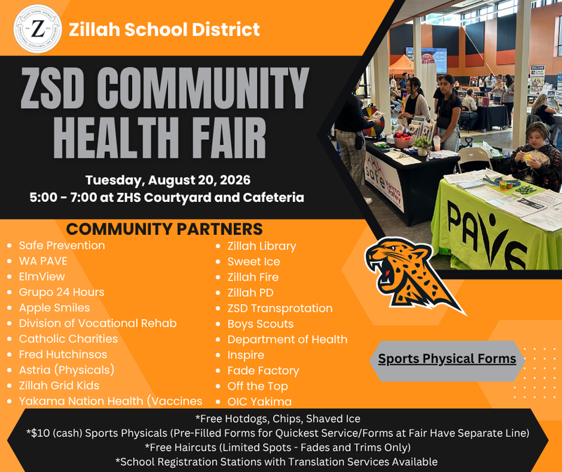 ZHS Community Health Fair - Thursday, August 20, 2026 - 5:00 to 7:00 at ZHS Featured Photo
